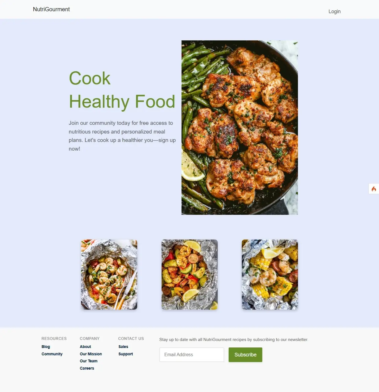 NutriGourmet — Food Blog live preview